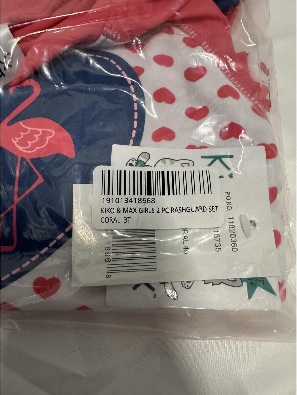 Kiko & Max Girls 2 PC Rashguard Set Coral Size 3T